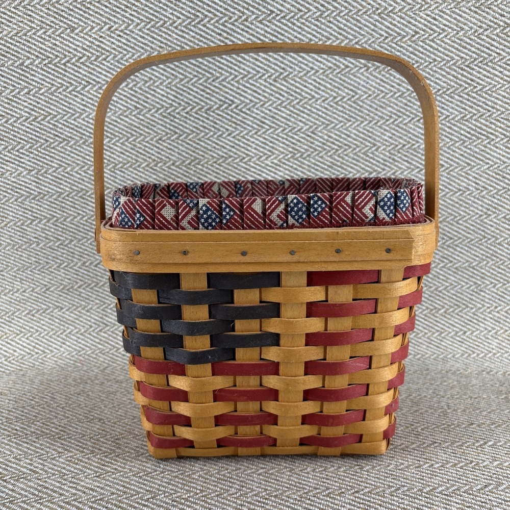 Longaberger 25th Anniversary Flag Basket with Liner & Protector - Picture 5 of 10